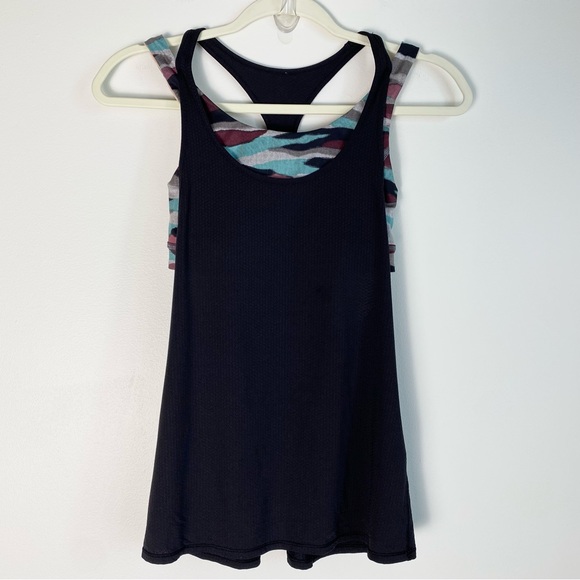 Lululemon All Sport Support Tank w/ Built In Bra Black Camo Multi Size 2 Purple - Picture 3 of 8